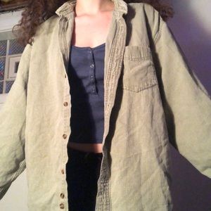 Olive grayish corduroy flannel top
